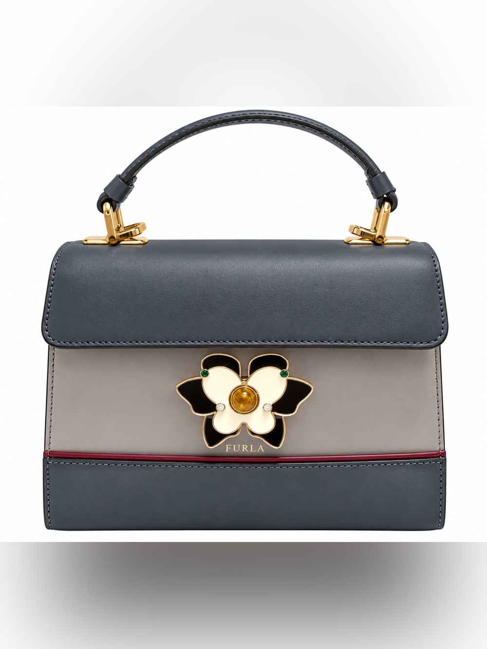 NWT Furla Mughetto Small Leather Butterfly Top Handle Crossbody Bag